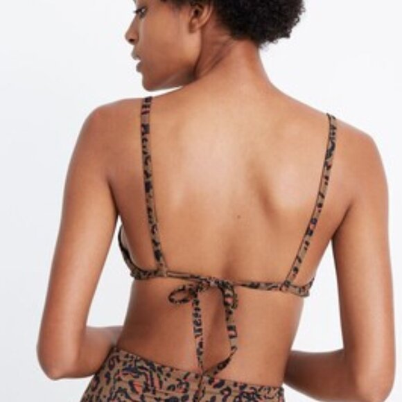 Madewell Second Wave Bralette Bikini Top Leopard Strappy XS - Picture 2 of 9